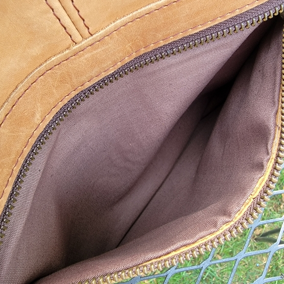 Boho Tan Leather Hobo Shoulder Tote Purse - Picture 8 of 10